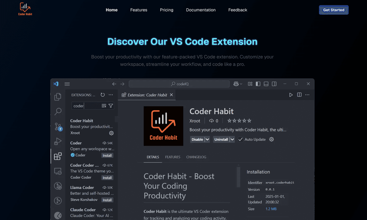 Coder Habit landing page